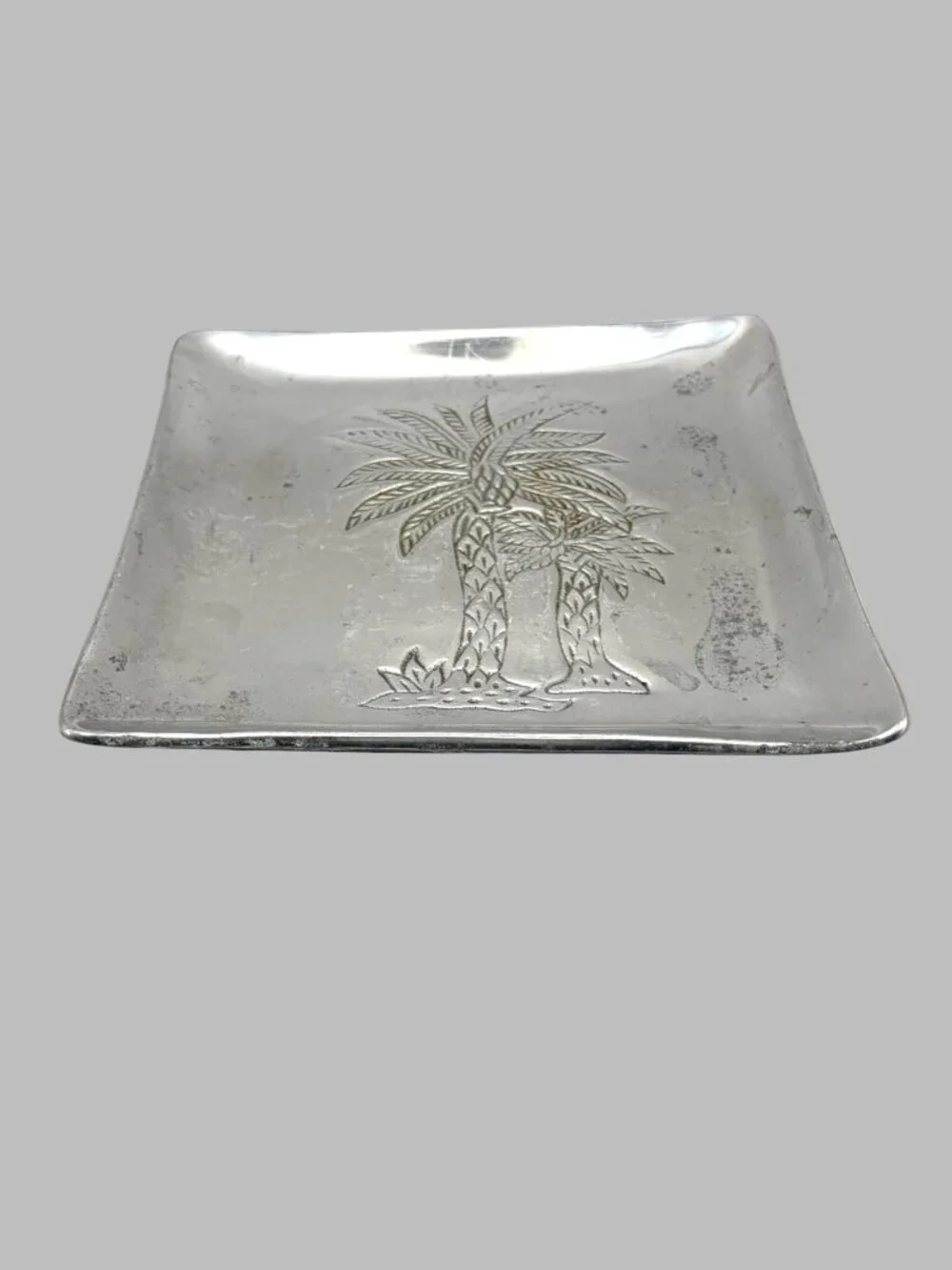 IHI India Square Aluminum Serving Tray Engraved Palm Trees 9